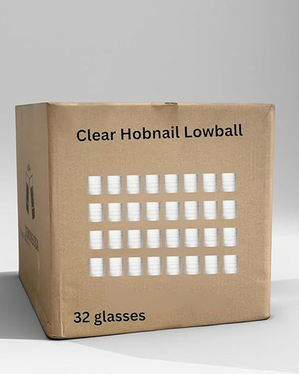 LEMONSODA Vintage Clear Hobnail Drinking Glasses (Lowball 10oz, Set of 32) [2223]