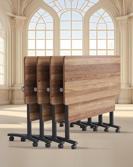 Conference Room Table with Flip-Top Design for Dynamic Meetings, Business Table Computer Desk with Heavy-Duty Frame,Foldable Seminar Meeting Tables for Home Office (4, C, 47.2IN)
