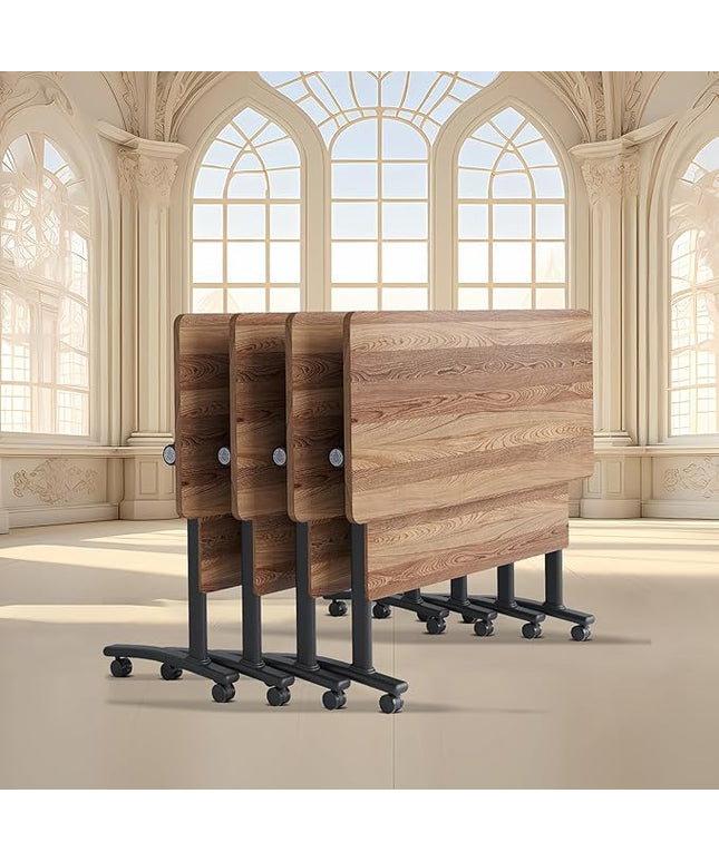 Conference Room Table with Flip-Top Design for Dynamic Meetings, Business Table Computer Desk with Heavy-Duty Frame,Foldable Seminar Meeting Tables for Home Office (4, C, 47.2IN)