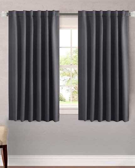 H.VERSAILTEX Blackout Curtains Thermal Insulated Window Treatment Panels Room Darkening Blackout Drapes for Living Room Back Tab/Rod Pocket Bedroom Draperies, 52 x 54 Inch, Charcoal Gray, 2 Panels