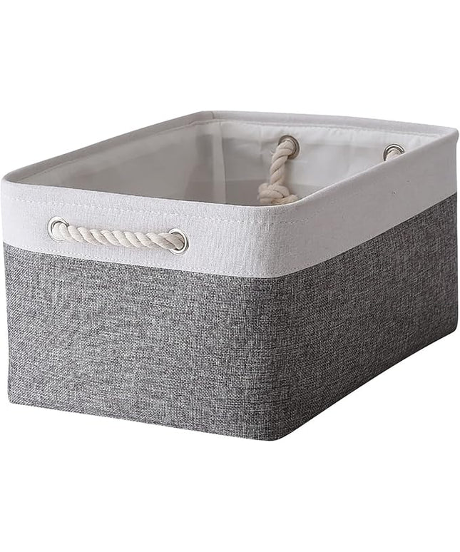 TheWarmHome Organization and Storage Basket for Organizing- 16x12x8 inch 1 Pack Fabric Storage Cubes, Collapsible Storage Bins for Shelves Organizer Gift Closet Cloth Toy (White & Grey)