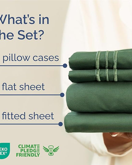 Full Size 4 Piece Sheet Set - Comfy Breathable & Cooling Bed Sheets Set - Hotel Luxury Bedding for Women, Men, Kids, Teens, Boys & Girls - Deep Pockets, Soft, Wrinkle Free - Oeko-Tex - Emerald Green