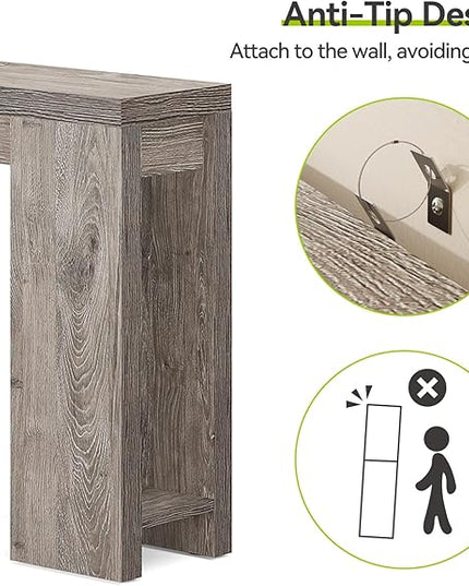 LITTLE TREE 70.9-Inch Long Entryway Table, Farmhouse Sofa Console Table for Living Room, Entryway, Hallway, Grey