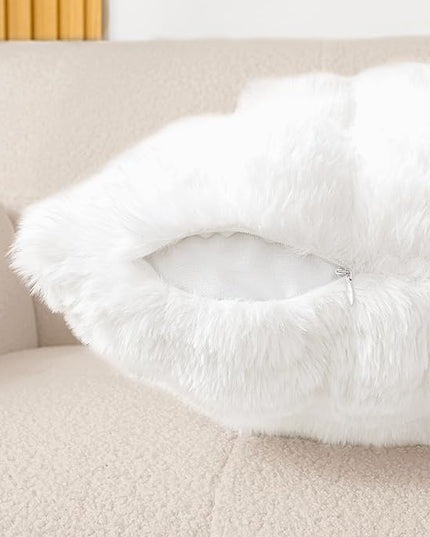 Touchat Double-Sided Rabbit Fur Pillow Covers Set of 2-20x20 Inch Ultra Plush Decorative Throw Pillows for Sofa, Bed & Home Decor, Cream
