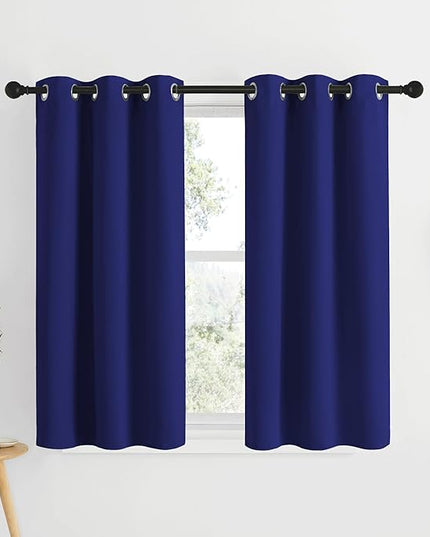 NICETOWN Blackout Bedroom Curtains for Windows 50 inch Long - Solid Thermal Insulated Grommet Light Reducing Panels Window Treatment for Kitchen/Cafe (Navy Blue, 2 Panels 34 in x 50 in (W x L))