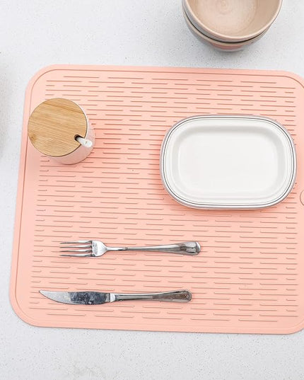 Silicone Dish Drying Mat for Multiple Usage,Easy clean,Eco-friendly,Heat-resistant Silicone Mat for Kitchen Counter or Sink,Refrigerator or Drawer Liner Pink 2XL 24 inches x 18 inches