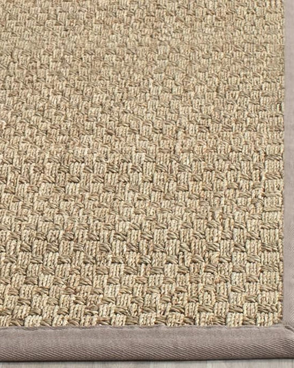 SAFAVIEH Natural Fiber Collection Runner Rug - 2'6" x 8', Natural & Grey, Seagrass, Basketweave Pattern with Border (NF114P)