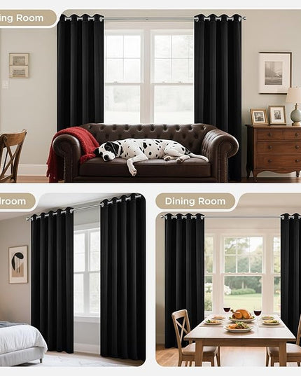 Joydeco Blackout Curtains for Bedroom 84 Inch - Black Out Curtains with Grommets Thermal Insulated Room Darkening Light Blocking, Noise Reducing & Wrinkle-Free Drapes for Living Room Windows, 2 Panels