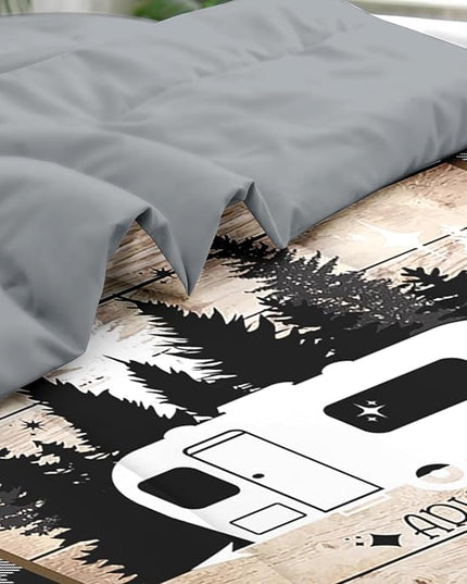 Comforter Set Queen Size, Camper Rv Camping 7 Pcs Bedding for Kids and Adults, Car Bed Sheet Sets with Fitted Sheet 2 Pillowcases & 2 Shams for Bedroom Bed Decor