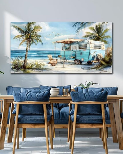 ERQINHUA Wall Art For Living Room Canvas Wall Decor For Bedroom Office Decorations Marine Beach Landscape Painting Pictures Artwork Modern Beach Posters Aesthetic Ready To Hang Home Decor 20"x40"