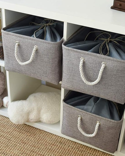 TheWarmHome Fabric Storage Bins Baskets for Organizing, Large Sturdy Storage Basket W/Handles, Decorative Foldable Storage Baskets for Shelves Closet Nursery Toy (X Large - 3 Pack 17.7L×13.8W×9.8H)