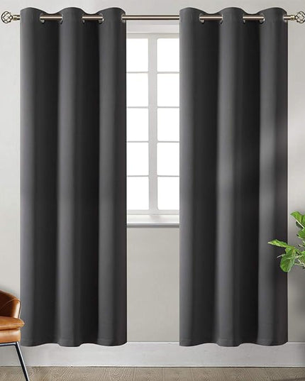 BGment Blackout Curtains for Bedroom - Grommet Thermal Insulated Room Darkening Curtains for Living Room, Set of 2 Panels (38 x 84 Inch, Dark Grey)