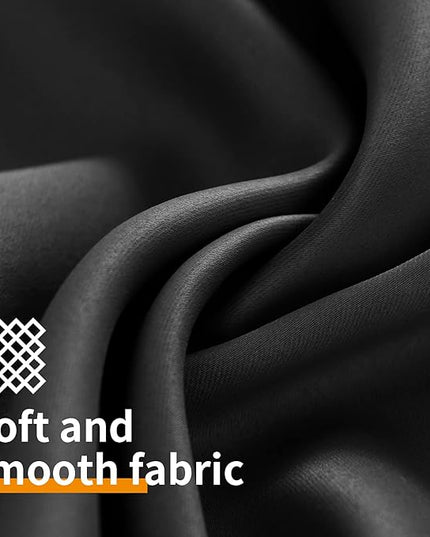 YoungsTex Short Blackout Curtains 48 Inches Length - Thermal Insulated with Grommet Room Darkening Curtains for Bedroom Kitchen, 2 Panels, 42 x 48 Inch, Black
