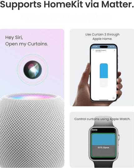 SwitchBot Smart Automatic Curtain Opener 2 Pack with Hub Mini - WiFi Remote Control with App/Timer, Performance Upgrade, Compatible with Alexa, Google Home, HomeKit