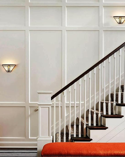 Tiffany Style Wall Sconce Lamp 12-Inch Stained Glass Sconces Wall Lighting Vintage Brown Stained Glass Wall Light Fixtures for Hallway Corridor Bedroom Living Room