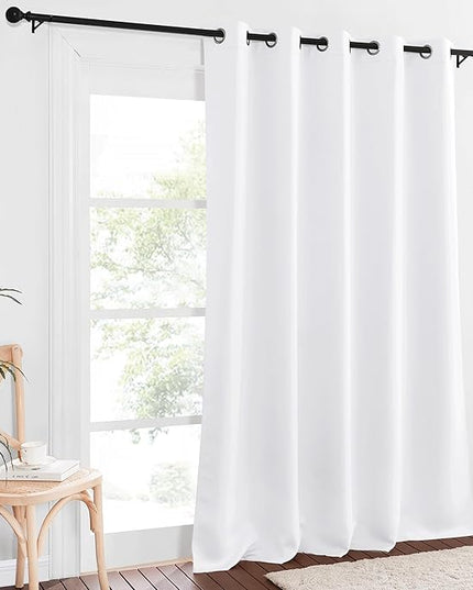 NICETOWN Room Darkening Curtain 90 inches Long - Thermal Curtain Grommet Large Window Treatment Sliding Door Curtain Light Blocking for Living Room (White, 1 Panel, W66 x L90)