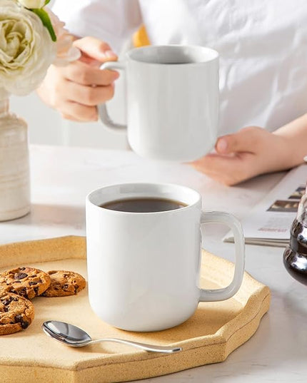 vancasso Porcelain Coffee Mugs Set, 16 oz Ceramic Coffee Cups for Americano Hot Tea Iced Coffee Cold Brew Cocoa Milk Mugs Set of 6, Dishwasher & Microwave Safe, White