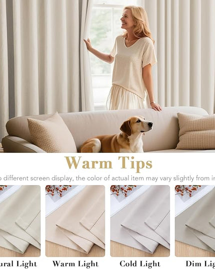 H.VERSAILTEX Blackout Window Curtain Panels Thermal Insulated Room Darkening Solid Grommet Curtains/Drapes for Bedroom Privacy Protection (Set of 2 Panels,52 by 63 Inch Long, Natural)