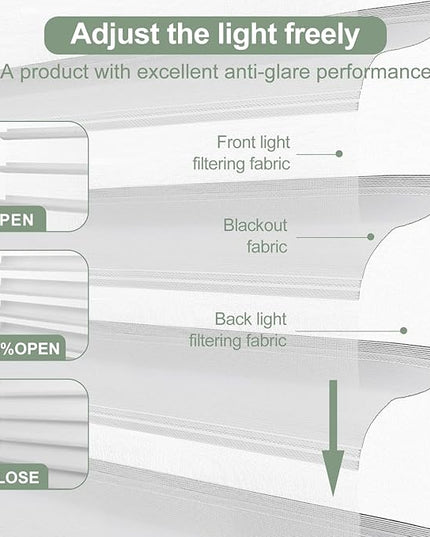 Zshine Automatic Shangri La Light Filtering Serenity Sheer Roller Shades Free Dimming Rechargeable Motorized Compatible with Homekit Siri Alexa (83021E White)