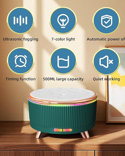 500ML Essential Oil Diffuser: Ultrasonic Aroma Diffuser with Remote Control for Spa Hotel Yoga Room - Humidifier for Bedroom with 7-Color Night Lights & Auto Shut-Off for Nursery/Women Home Relaxation
