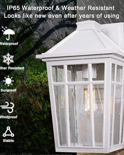 Darkaway 2pcs Outdoor Sconce Lights Wall Light Fixtures, 14inch Large Porch Light Outdoor Wall Anti-Rust Waterproof Aluminum with Glass Exterior Light Fixture for Patio Yard Garage