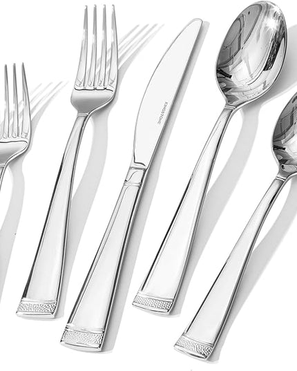 KINGSTONE Silverware Set, 20-Piece Flatware Set for 4, 18/10 Stainless Steel Cutlery Set with Bead Edge, Utensil for Kitchen, Home, Party, Wedding, Mirror Polished, Dishwasher Safe, Featured Gifts