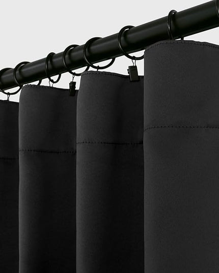 BGment Black Curtains 54 inch for Bedroom - Rod Pocket and Back Tab Blackout Curtains Thermal Insulated Room Darkening Curtains for Living Room, 2 Window Curtain Panels (38 x 54 Inch, Black)