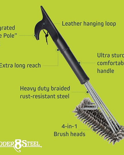 Jolly Green Products Heavy Duty Grill Brush for Outdoor Grill – Safe Grill Brush Designed by Firefighter | Barbecue Grill Brush & BBQ Brushes for Grill Cleaner | Durable & Safe for All Grates