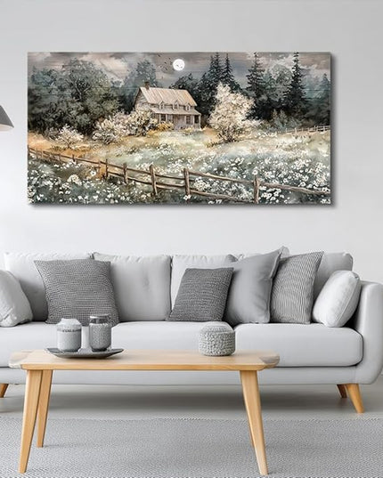 hyidecorart Wall Decor For Living Room Farmhouse Canvas Wall Art Nature Landscape Paintings Bedroom Decorations Rural Artwork Pictures Large Framed for Office Aesthetic Home Decor Ready To Hang