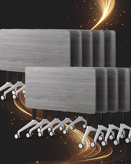 Conference Table, Folding Conference Room Tables, Modern Flip Top Seminar Training Meeting Table with Wheels, Modular Foldable Conference Tables for Home Office Classr (Gray 10 Pack 47.2inch)