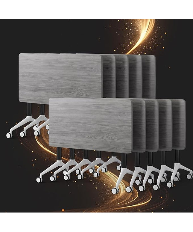 Conference Table, Folding Conference Room Tables, Modern Flip Top Seminar Training Meeting Table with Wheels, Modular Foldable Conference Tables for Home Office Classr (Gray 10 Pack 47.2inch)