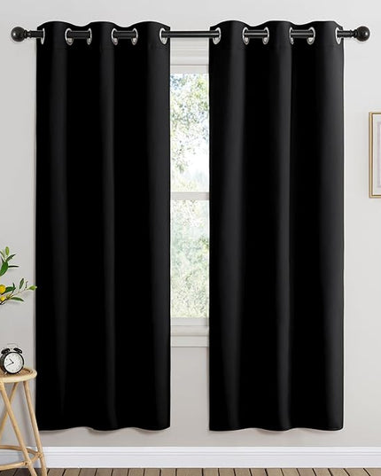 NICETOWN Black Out Bedroom Curtains 72 inches Long, Grommet Blackout Thermal Insulated Window Treatment Room Darkening for Bedroom/Home Office, 2 Panels, W37 x L72