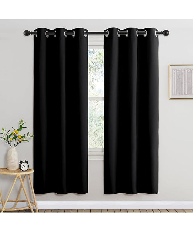 NICETOWN Black Out Bedroom Curtains 72 inches Long, Grommet Blackout Thermal Insulated Window Treatment Room Darkening for Bedroom/Home Office, 2 Panels, W37 x L72