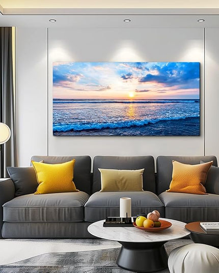 Canvas Wall Art for living room blue beach ocean sea waves landscape Wall Decor Ready to Hang Home Decorations bedroom kitchen bathroom inspirational Canvas prints posters painting wall mural Artwork