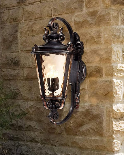 John Timberland Casa Marseille European Outdoor Wall Fixture Veranda Bronze Brown Ornate Scroll 36" Champagne Hammered Glass for Exterior House Porch Patio Outside Deck Garage Front Door Home