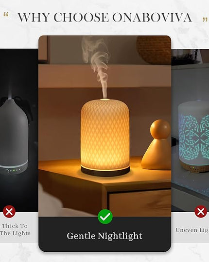 Essential Oil Diffuser,110ML Diffusers for Essential Oils Large Room, Ceramic Diffusers Decorative Ultrasonic Defuzzer, Ideal for Aesthetic Home,Dorm Décor, Yoga,White