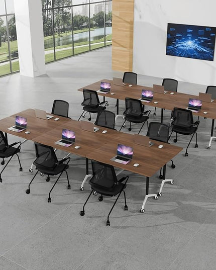 Conference Room Table with Flip-Top Design for Dynamic Meetings, Business Table Computer Desk with Heavy-Duty Frame,Foldable Seminar Meeting Tables for Home Office (6, A, 70.8IN)