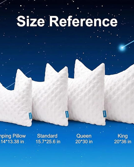 Cooling Side Sleeper Pillow for Neck and Shoulder Pain, Luxury Shredded Memory Foam Curved Bed Pillows for Sleeping Set of 1- Adjustable Travel Pillow Size- Washable Cover Crescent White