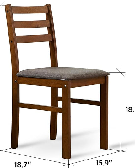 Livinia Seattle 5-Piece Wooden Dining Table Set for 4, Modern Farmhouse Kitchen Dining Room Set with Solid Wood Ladder Back Chairs for Small Space (Antique)