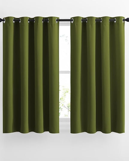 NICETOWN Bedroom Room Darkening Curtains and Drapes - Window Treatment Thermal Insulated Solid Grommet Room Darkening Draperies for Bedroom (Olive, Set of 2, 46 by 54 Inch)