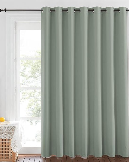 NICETOWN Blackout Sage Green Curtain for Sliding Glass Door - Grommet Thermal Insulated Patio Door Drape Room Darkening Sound Dampening for French Door (W100 x L84, 1 Piece)