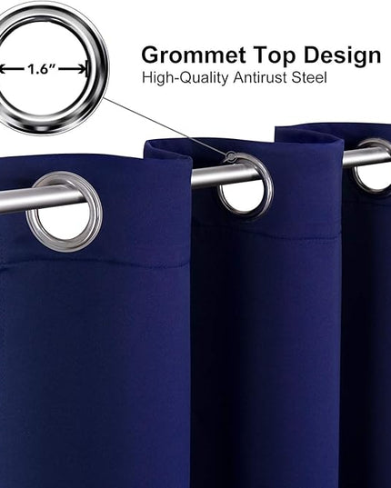ChrisDowa Blackout Curtains 102 Inches Long 2 Panels Set for Living Room, Grommet Thermal Insulated Room Darkening Curtains for Bedroom (Navy Blue, 52 x 102 Inch)