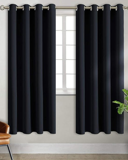 BGment Blackout Curtains for Bedroom - Grommet Thermal Insulated Room Darkening Curtains for Living Room, Set of 2 Panels, Each 46 x 72 Inch, Black