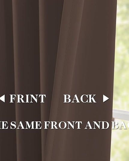 DONREN Brown Pinch Pleated Blackout Curtains with Hooks - 144 inches Extra Long Room Darkening Thermal Insulated Window Curtain Panels for High Ceiling Living Room 2 Panel 40" Wx144 L