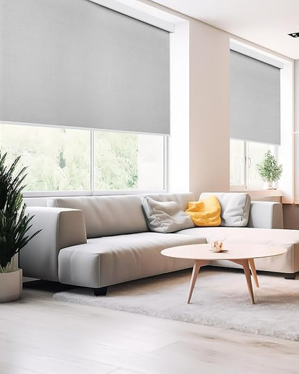 Zshine Motorized Blackout Window Blinds Customize Width (23-95 Inches) Remote Control Wireless and Rechargeable Roller Shades Blinds for Windows, Home, Office, Hotel, Club, Restaurant(82006E)