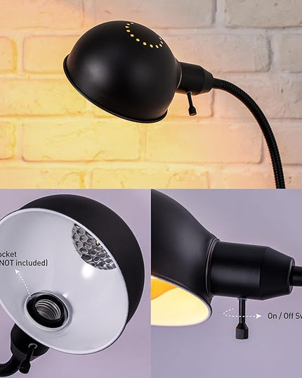 O'Bright Nova - Adjustable Floor Lamp with Flexible Gooseneck and Rotatable Shade, E26 Socket, 10-Inch Base - Ideal for Reading, Bedside, Living Room, Black