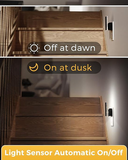 L LOHAS LED Night Lights Plug Into Wall, 2 Pack Night Light with Dusk-to-Dawn Sensor, Dimmable Decorative LED Nightlights, 0-100LM 5000K Adjustable Brightness for Bathroom, Hallway, Bedroom,Stairway