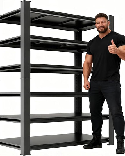 Adjustable 6-Tier Garage Shelving, Heavy Duty Steel Storage Rack, High Load Capacity, Ideal for Garage, Warehouse, or Home Organization (6-Tier 82" H x 40" W x 18" D)