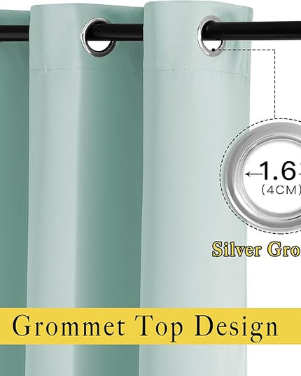 NICETOWN Blackout Aqua Blue Curtains 102 inches Long 2 Panels Burg, Grommet Thermal Curtains Light Blinds Room Darkening Window Treatments for Bedroom, 2 Panels, W52 x L102