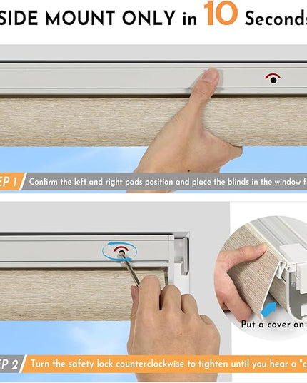 Persilux Smart Motorized Blinds with Remote, No Drill Automatic Roller Shades for Indoor Windows, Light Filtering Linen Fabric, Electric Blinds for Windows, Nature Khaki C25-3, Custom Size
